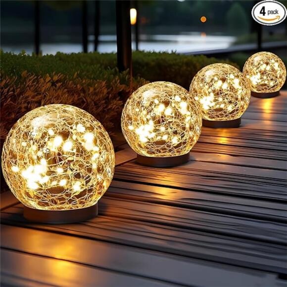 Solar Globe Lights Outdoor Waterproof-Solar Balls for Garden-Cracked Glass Ball - Picture 7 of 7